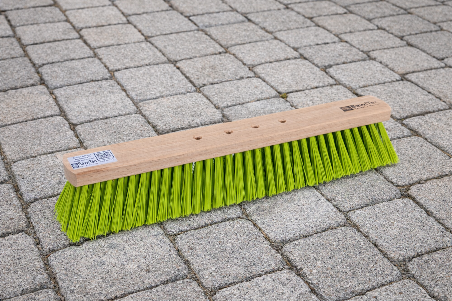 Professional street broom Elaston bristles neon green with 4-hole change system broom without handle garden broom wood