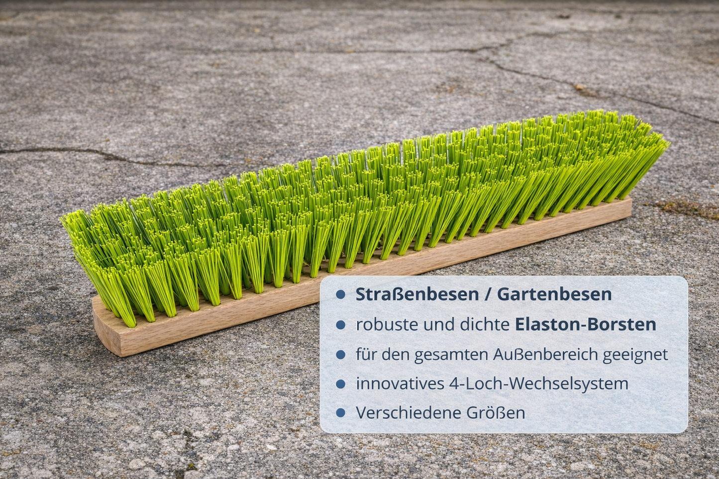Professional street broom Elaston bristles neon green with 4-hole change system broom without handle garden broom wood