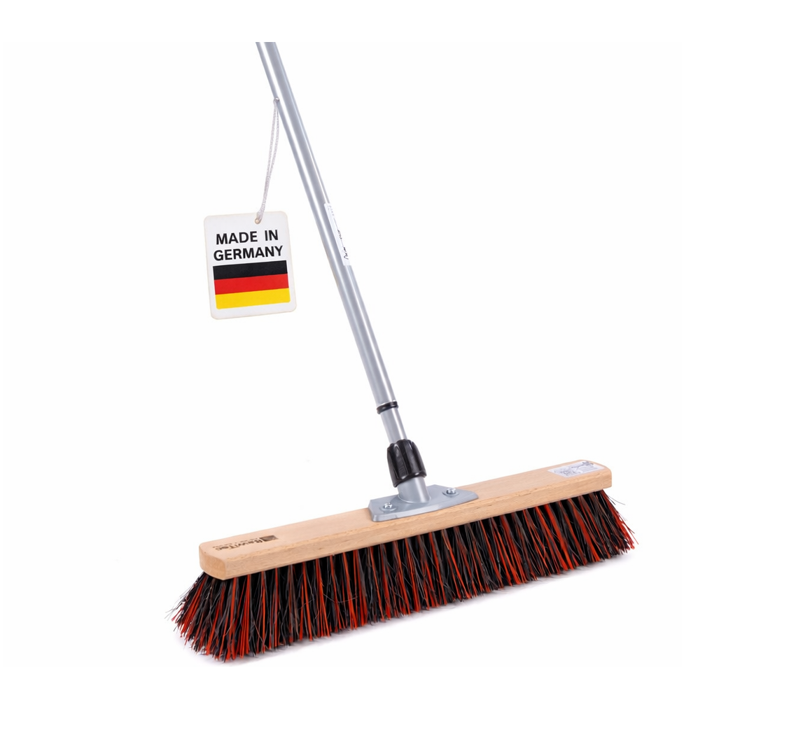 Straßenbesen Arenga-Mix-Borsten mit Teleskopstiel stufenlos ausziehbar Kehrbesen mit Stiel
