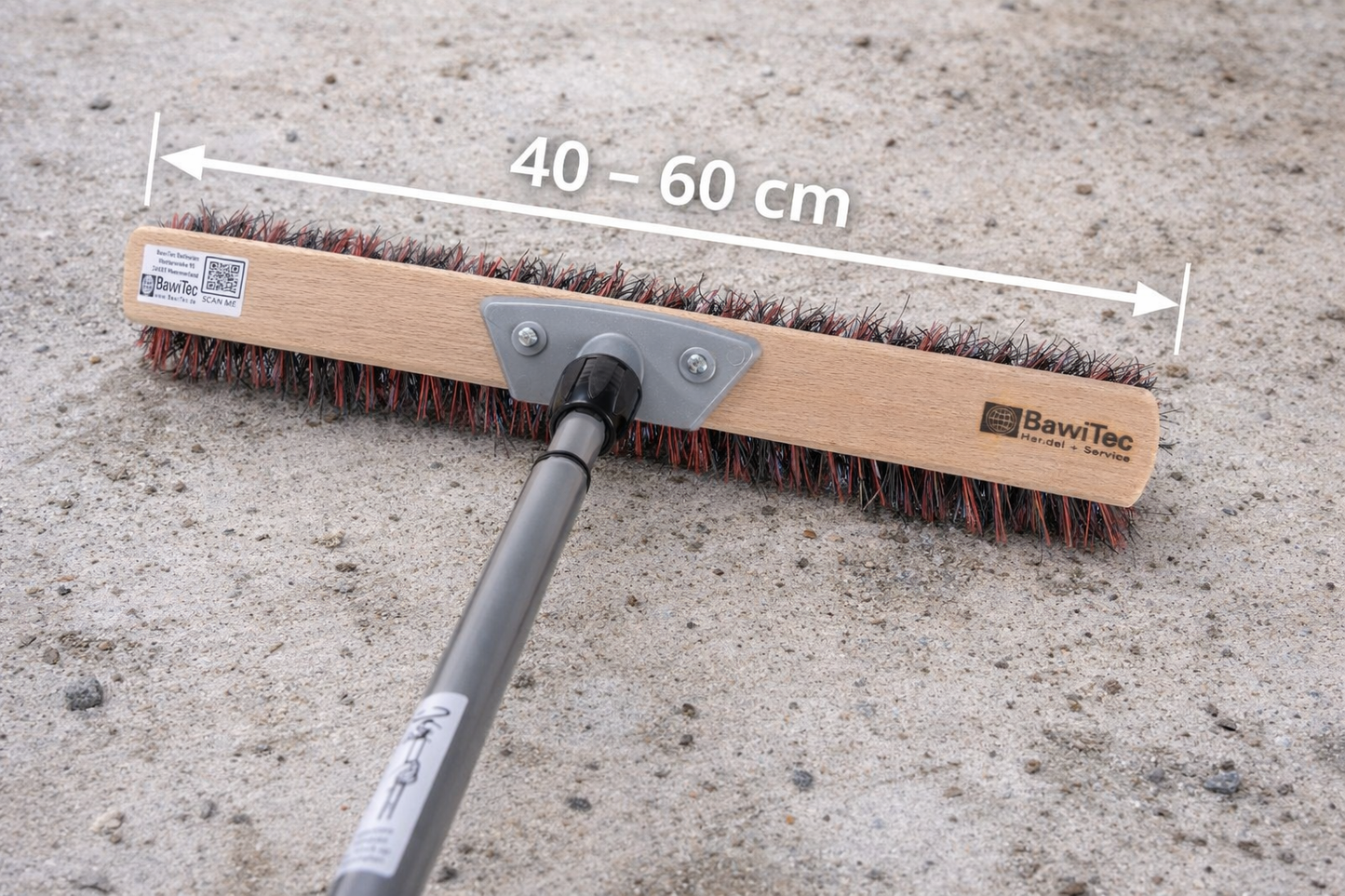 Straßenbesen Arenga-Mix-Borsten mit Teleskopstiel stufenlos ausziehbar Kehrbesen mit Stiel