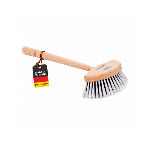 Waschbürste Fensterwascher Halbmond Form 20cm mit Stiel Hand-Holz-Griff 37cm Handwaschbürste