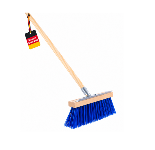 Winterbesen Schneebesen mit Holzstiel extra lange blaue Borsten