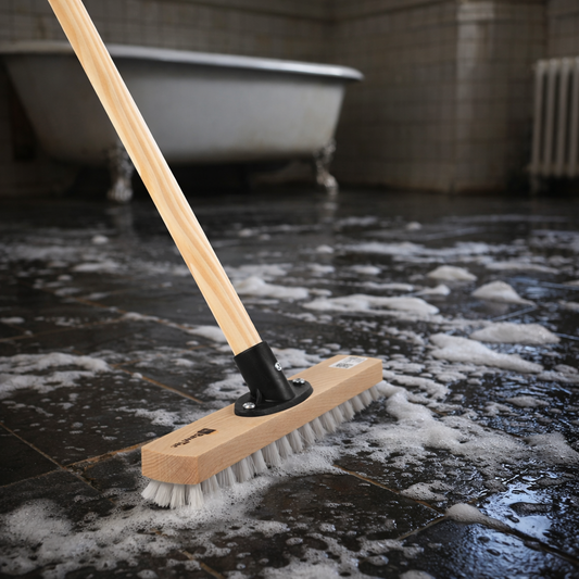 Schmaler Wischer Schrubber 30cm Breit mit Holzstiel 120cm oder 140cm Länge ppn-Kunststoff-Borsten