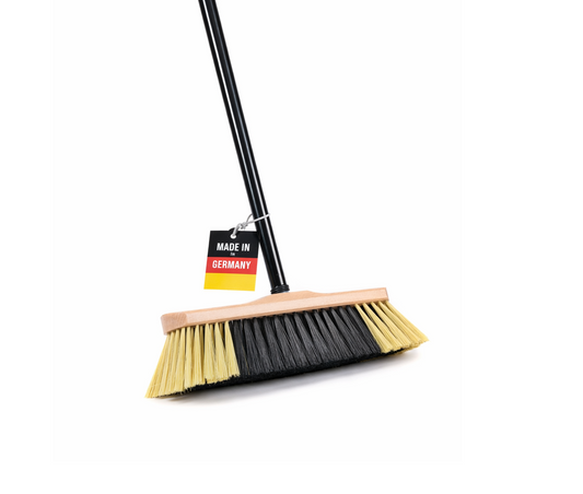 Qualitäts Zimmerbesen Kehrbesen 30cm lackiert mit Teleskopstiel Länge 130cm ausziehbar zweifarbige Borsten