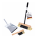 Room broom sweeping set, 4 pieces. Includes telescopic handle hand brush and dustpan with lip