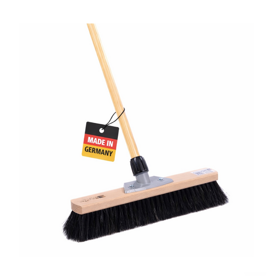 Natural hair horsehair broom with screw holder and handle length 120cm soft XXL room broom