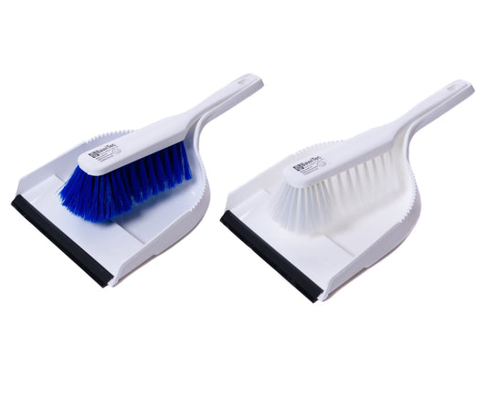 Professional hygiene sweeping set, plastic white blue hand brush and dustpan