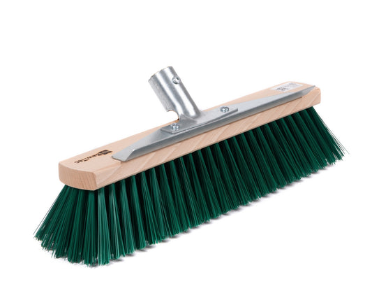 BawiTec Gartenbesen 40 cm mit Kratzleiste, grüne PET-Borsten
