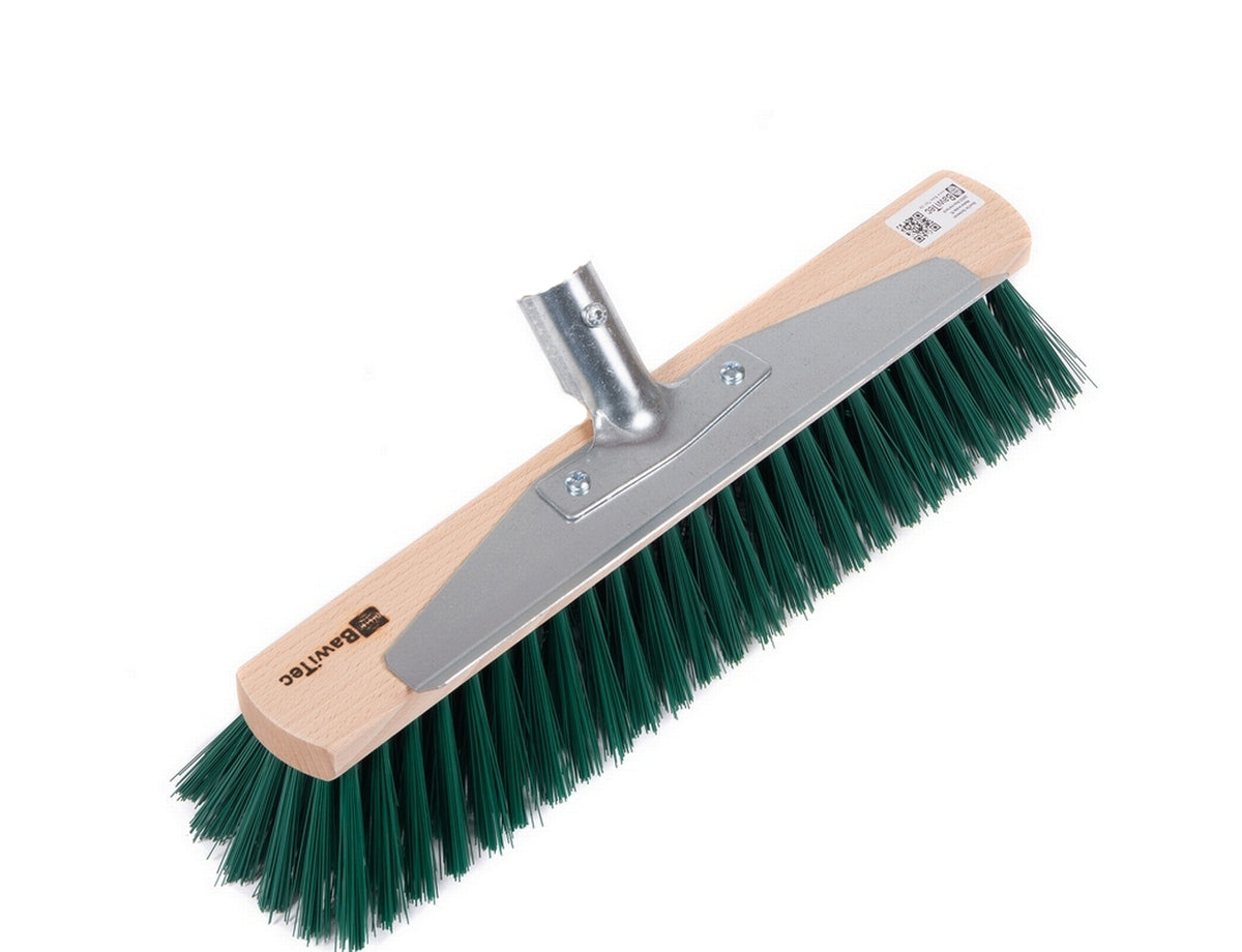 BawiTec Gartenbesen 40 cm mit Kratzleiste, grüne PET-Borsten