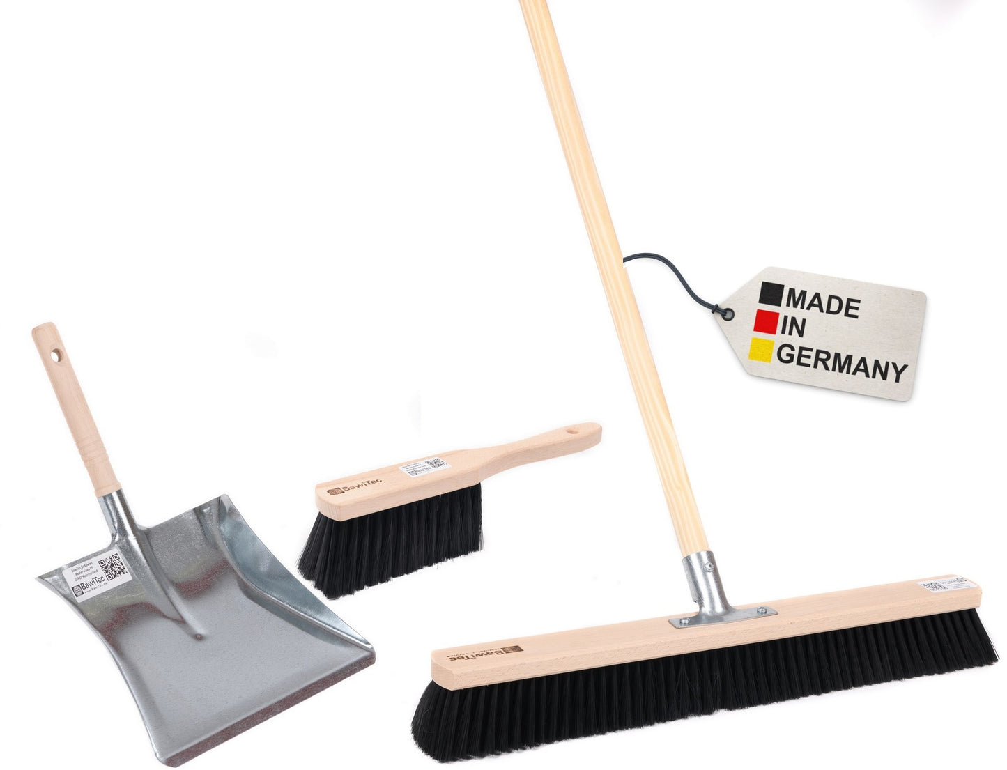 Kehrbesen Industriebesen Kehrset 4tlg. Breite 60cm mit Stiel Länge 140cm Handfeger und Metall-Kehrschaufel