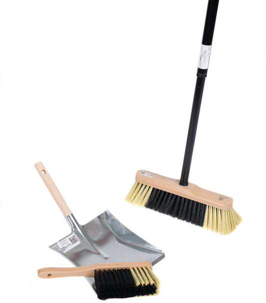 Sweeping set, room broom set, 4 pieces. Synthetic hair bristles soft broom 30cm with telescopic handle hand brush and dustpan sweeping set