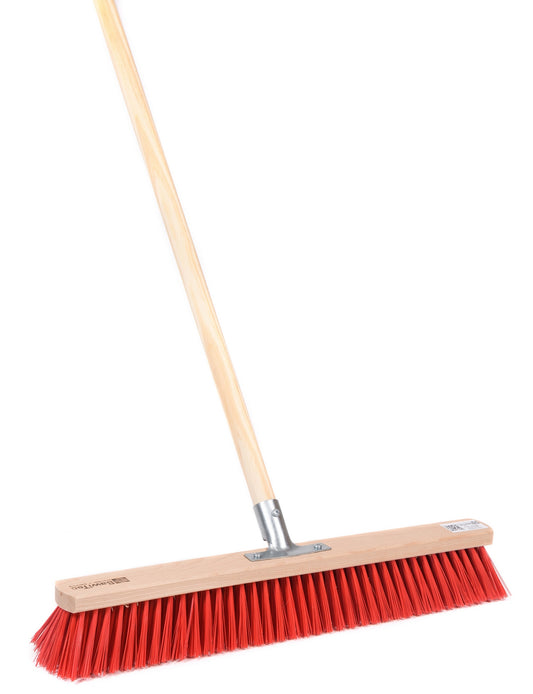 Professional street broom Elaston-Eralon bristles red with sturdy wooden handle handle plastic bristles broom