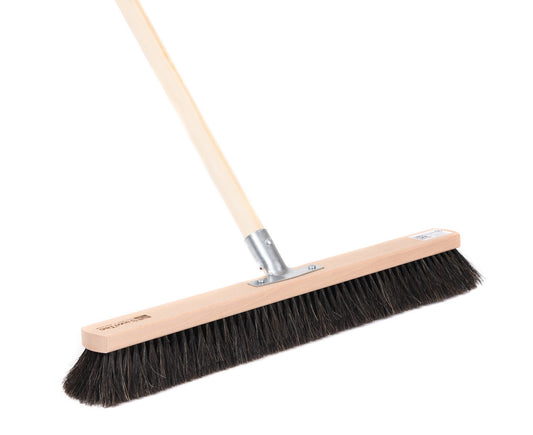 Natural hair horsehair broom with sturdy handle, soft hall broom with matching wooden handle