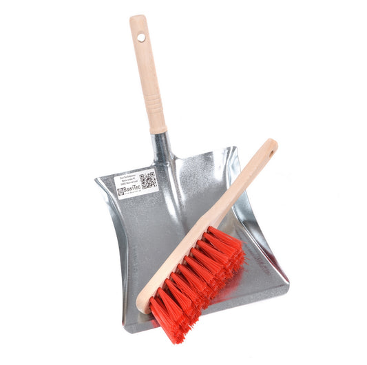 Sweeping set, sweeping set, 2 pieces. Plastic elaston bristles red hand brush and metal dustpan set