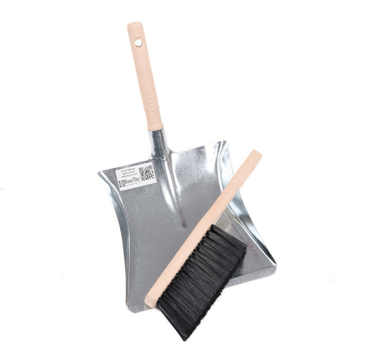 Sweeping set, sweeping set, 2 pieces. Synthetic hair bristles black soft hand brush and metal dustpan set