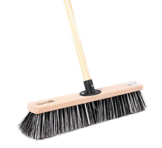 Special Ossi-Blitz broom bristle mix with wooden handle, robust street broom for outdoors