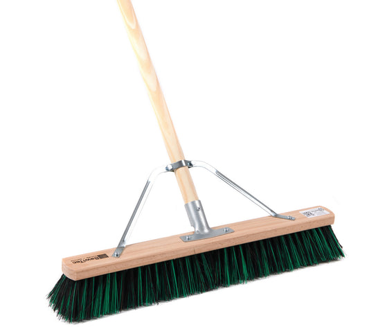 Special broom BawiMix bristles with handle stabilizer and wooden handle/handle sweeping broom for coarse and fine dirt