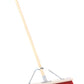 Professional street broom Elaston bristles red with handle stabilizer and wooden handle broom