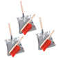 3 pieces of sweeping set, plastic bristles, red hand brush 28cm and metal dustpan