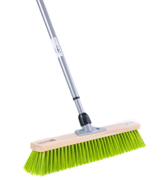 Street broom Elaston neon green with telescopic handle, infinitely adjustable garden broom