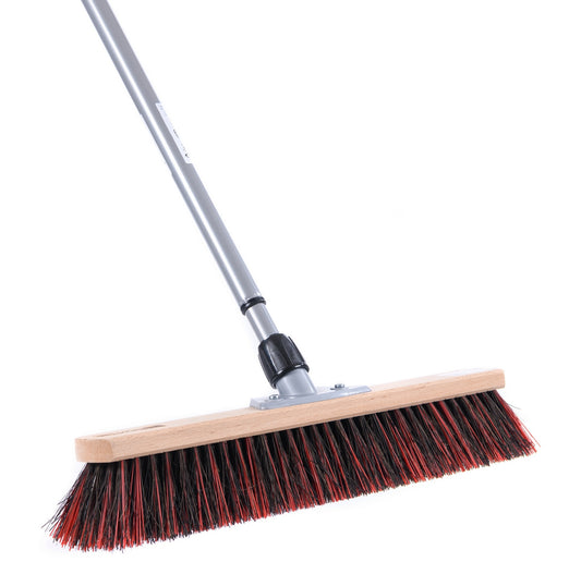 Outdoor broom street broom Arenga mix bristles with telescopic handle, infinitely extendable, sweeping broom with handle