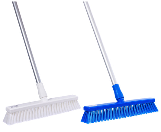 Professional hygiene broom (one-piece) hygiene broom according to HACCP with white or blue aluminum handle