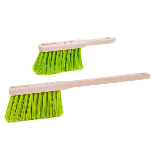 Hand brush hand broom plastic bristles neon green 28cm and 43cm length