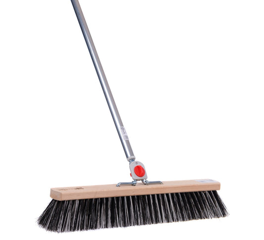 Special street broom OssiBlitz bristle mix with 4-hole changing system and aluminum handle length 145cm 