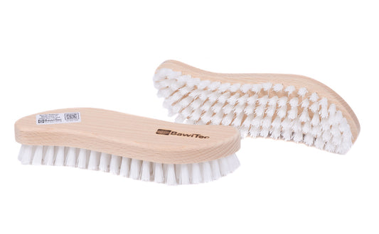 Pack of 2 scrubbing brushes, cleaning brushes, S-shape, 210 mm, ppn bristles, white