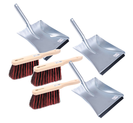 3 piece sweeping set ArengaMix bristles sweeping set hand brush 28cm and metal dustpan with lip