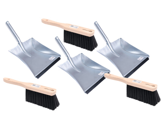 3 piece sweeping set, industrial sweeping set, synthetic hair bristles, hand brush 28cm and metal dustpan with lip 