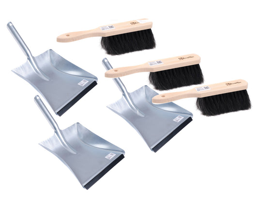 3 piece sweeping set natural hair horsehair bristles sweeping set hand brush 28cm and metal dustpan with lip
