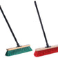 Street broom 40cm wide with plastic bristles red green including telescopic handle, adjustable metal handle