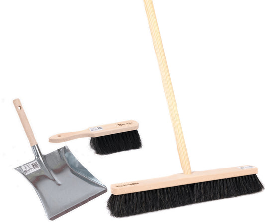 Natural hair broom sweeping set 4 pieces. Sweeping set complete set including handle hand brush and dustpan
