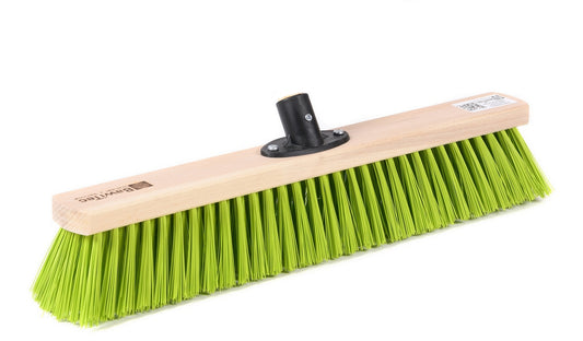 Street broom garden broom Elaston plastic bristles neon green with plastic holder for standard handles