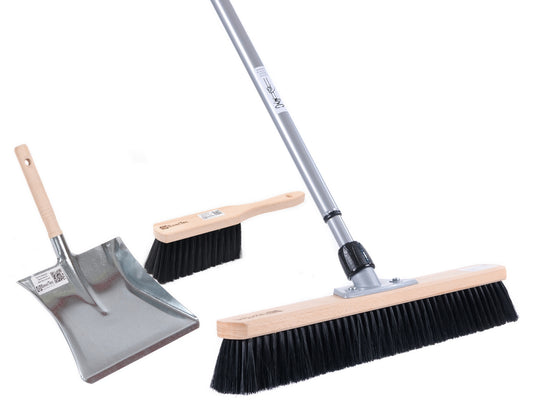 Hall broom sweeping set XL with telescopic handle 4 pieces. All-round sweeping set including hand brush and dustpan 