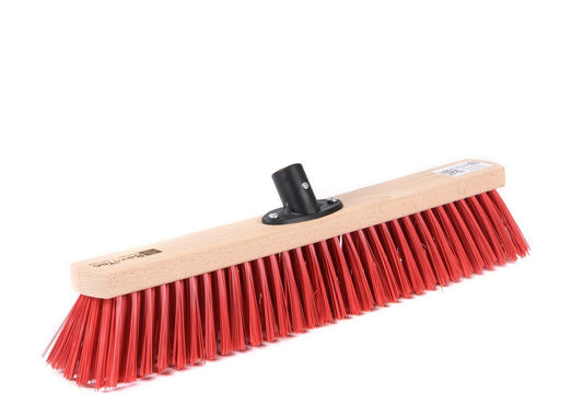 Street broom Elaston plastic bristles red with plastic handle holder for sweeping broom handles