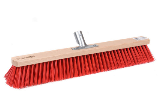 Quality street broom Elaston bristles red screwed to metal holder Broom without handle